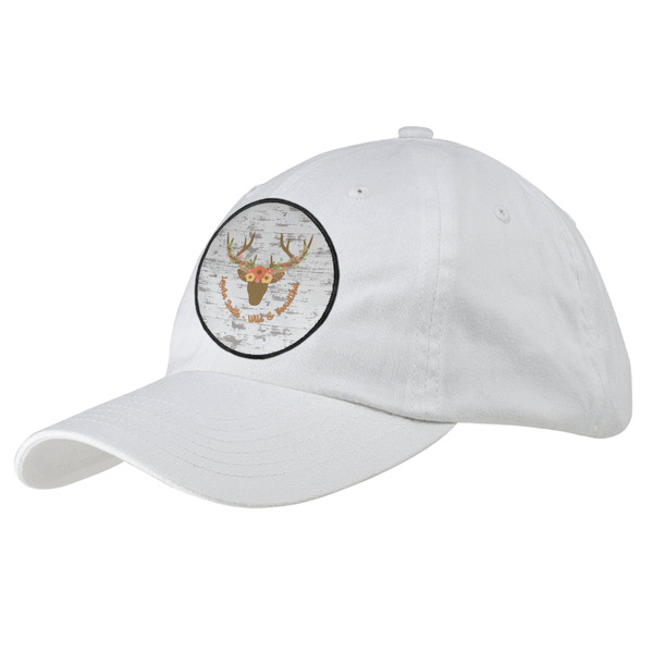 Custom Floral Antler Baseball Cap - White (Personalized)