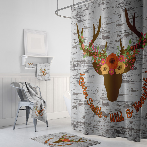 Floral Antler Bath Towel Sets - 3-piece - In Context