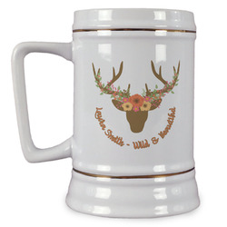Floral Antler Beer Stein (Personalized)