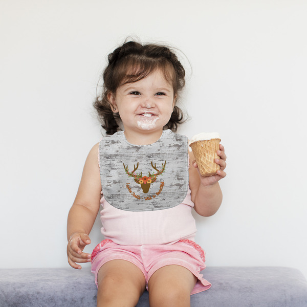 Floral Antler Bib Lifestyle Girl