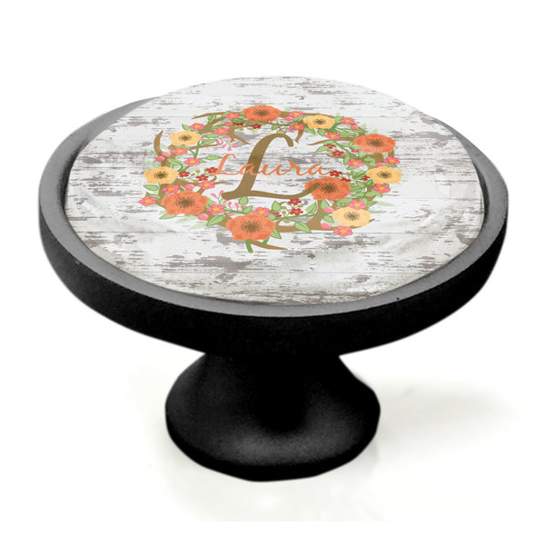 Floral Antler Black Custom Cabinet Knob (Side)