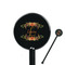 Floral Antler 5.5" Round Plastic Stir Sticks - Black - Single Sided (Personalized)