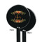 Floral Antler Black Plastic 5.5" Stir Stick - Single Sided - Round - Front & Back
