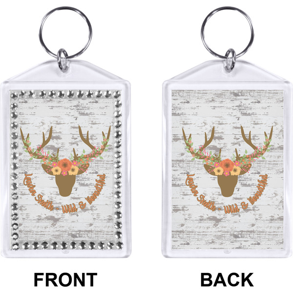 Floral Antler Bling Keychain (Front + Back)
