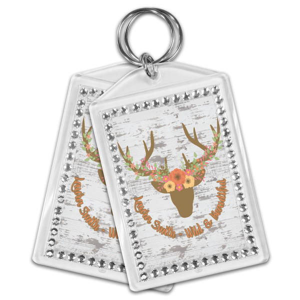 Floral Antler Bling Keychain - MAIN