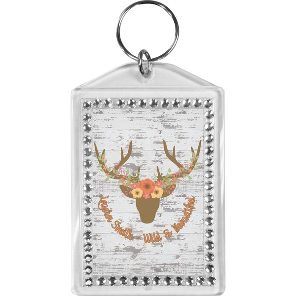 Custom Floral Antler Bling Keychain (Personalized)