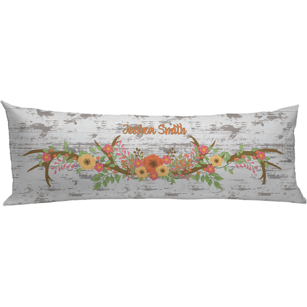 Custom Floral Antler Body Pillow Case (Personalized)