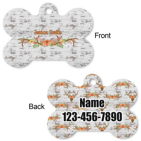 Floral Antler Bone Shaped Dog ID Tag - Large - Approval
