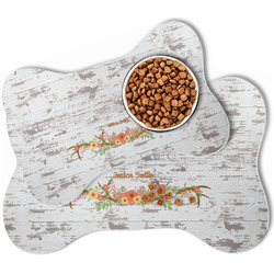 Floral Antler Bone Shaped Dog Food Mat (Personalized)