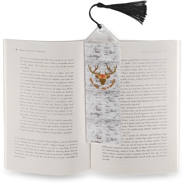 Floral Antler Bookmark with tassel - In book
