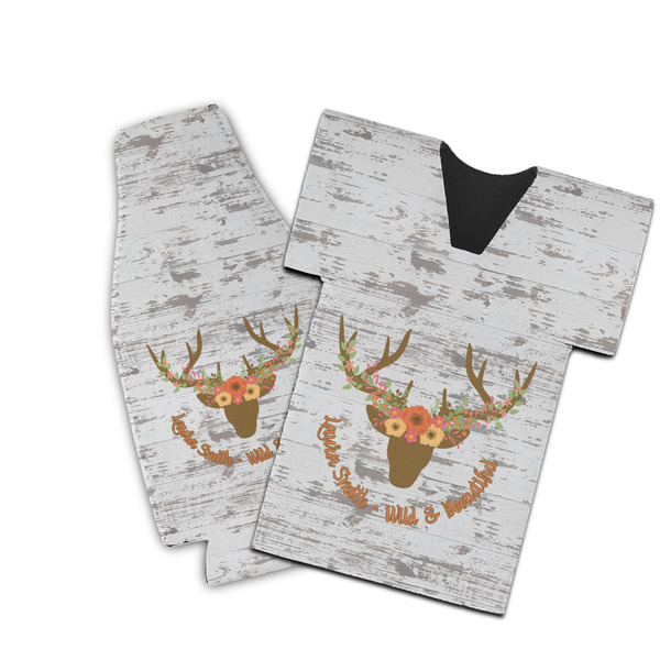 Custom Floral Antler Bottle Cooler (Personalized)