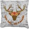 Floral Antler Faux-Linen Throw Pillow 20" (Personalized)
