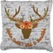 Floral Antler Burlap Pillow (Personalized)