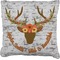 Floral Antler Faux-Linen Throw Pillow (Personalized)