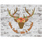 Floral Antler Woven Fabric Placemat - Twill w/ Name or Text