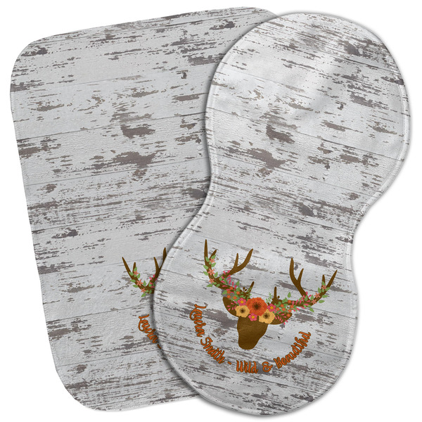 Custom Floral Antler Burp Cloth (Personalized)