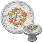 Floral Antler Cabinet Knob (Silver) (Personalized)