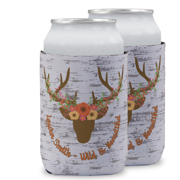 Custom Floral Antler Can Cooler (12 oz) w/ Name or Text