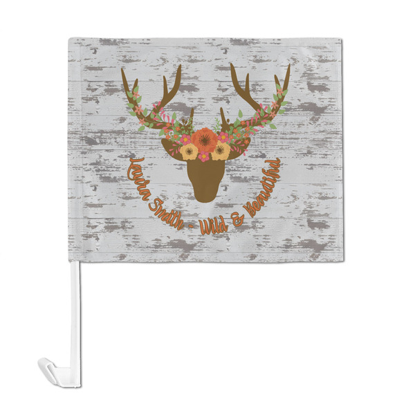 Floral Antler Car Flag - Large - FRONT