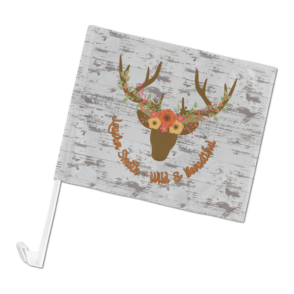 Custom Floral Antler Car Flag (Personalized)
