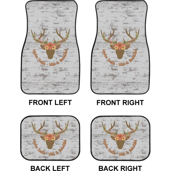 Floral Antler Car Floor Mats Set (2F + 2B)