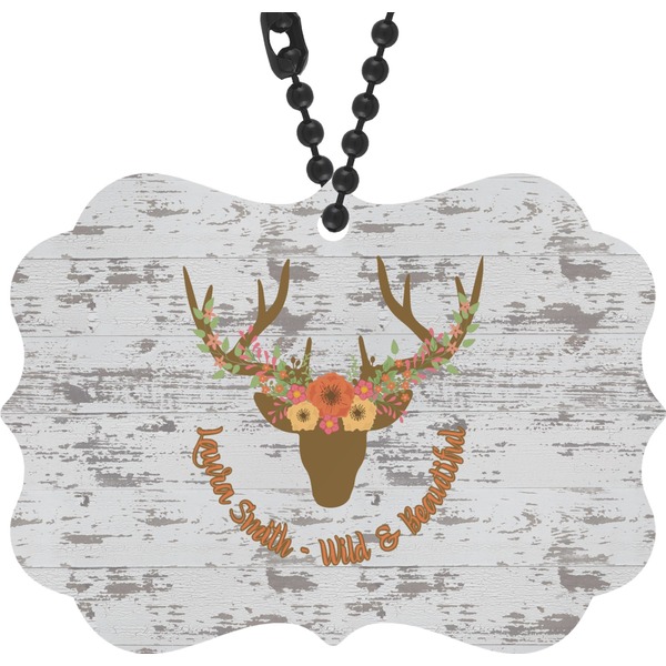 Custom Floral Antler Rear View Mirror Charm (Personalized)