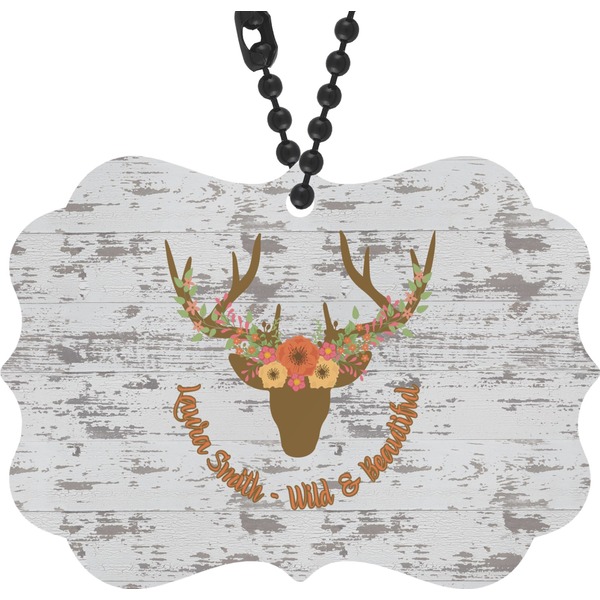 Custom Floral Antler Rear View Mirror Decor (Personalized)