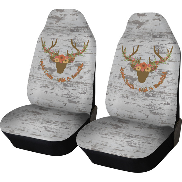 Custom Floral Antler Car Seat Covers (Set of Two) (Personalized)