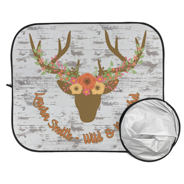 Floral Antler Car Sun Shades - FOLDED & UNFOLDED