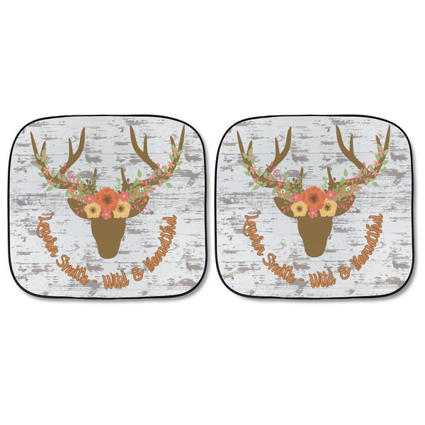 Floral Antler Car Sun Shades - FRONT