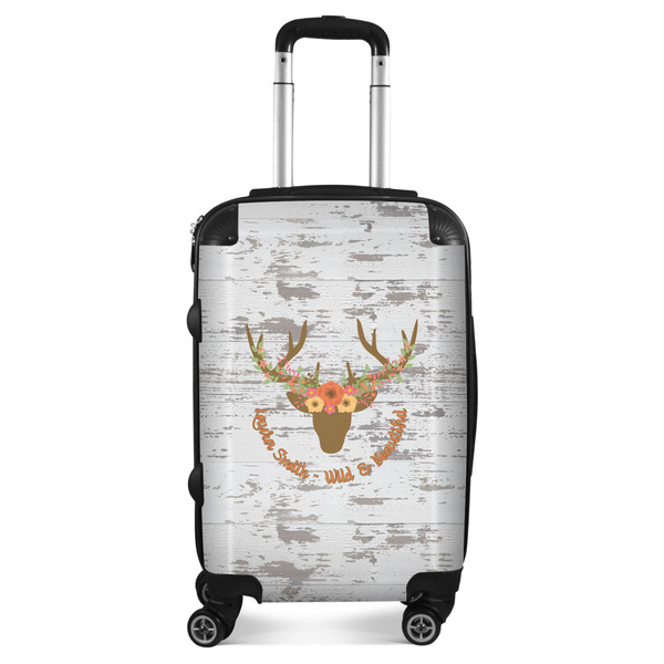 Custom Floral Antler Suitcase - 20" Carry On (Personalized)