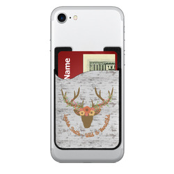 Floral Antler 2-in-1 Cell Phone Credit Card Holder & Screen Cleaner (Personalized)