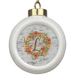 Floral Antler Ceramic Ball Ornament (Personalized)
