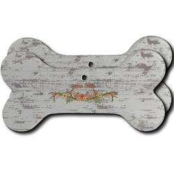 Floral Antler Ceramic Dog Ornament - Front & Back w/ Name or Text