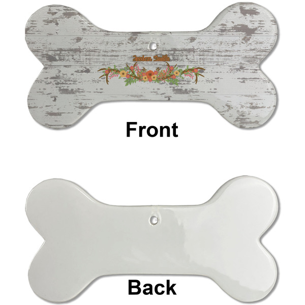 Floral Antler Ceramic Flat Ornament - Bone Front & Back Single Print (APPROVAL)