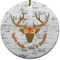 Floral Antler Round Ceramic Ornament w/ Name or Text