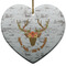 Floral Antler Ceramic Flat Ornament - Heart (Front)