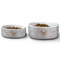 Floral Antler Ceramic Dog Bowls - Size Comparison