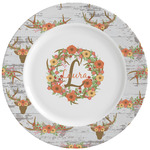 Floral Antler Ceramic Dinner Plates (Set of 4) (Personalized)