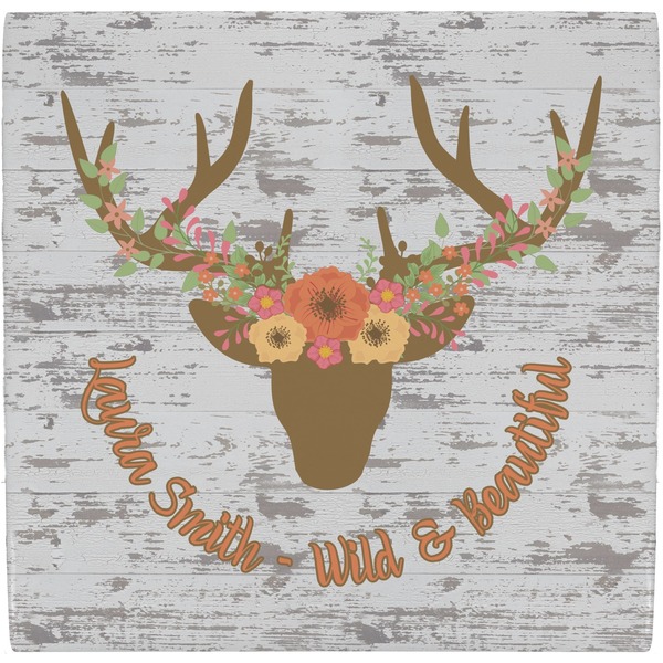 Custom Floral Antler Ceramic Tile Hot Pad (Personalized)