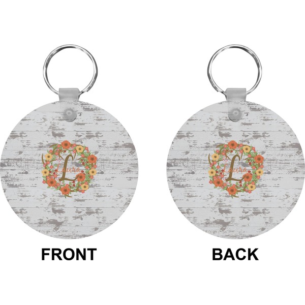 Floral Antler Circle Keychain (Front + Back)