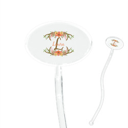 Floral Antler 7" Oval Plastic Stir Sticks - Clear (Personalized)