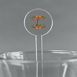 Floral Antler 7" Round Plastic Stir Sticks - Clear (Personalized)
