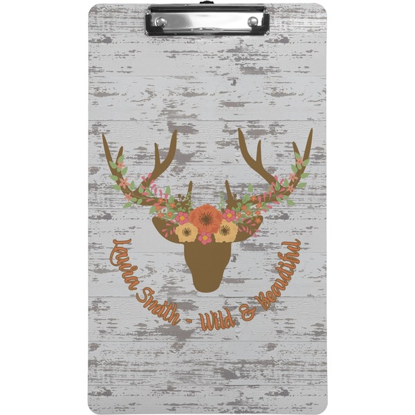 Custom Floral Antler Clipboard (Legal Size) (Personalized)