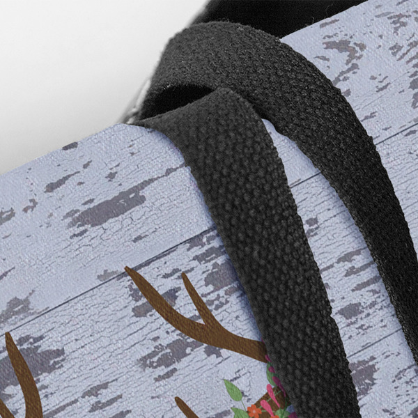 Floral Antler Closeup of Tote w/Black Handles