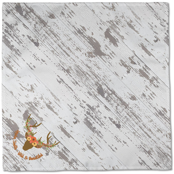 Floral Antler Cloth Napkins - Personalized Dinner (Full Open)