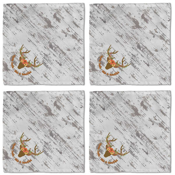 Floral Antler Cloth Napkins - Personalized Lunch (APPROVAL) Set of 4