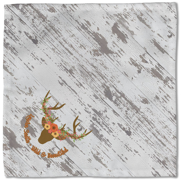 Floral Antler Cloth Napkins - Personalized Lunch (Single Full Open)