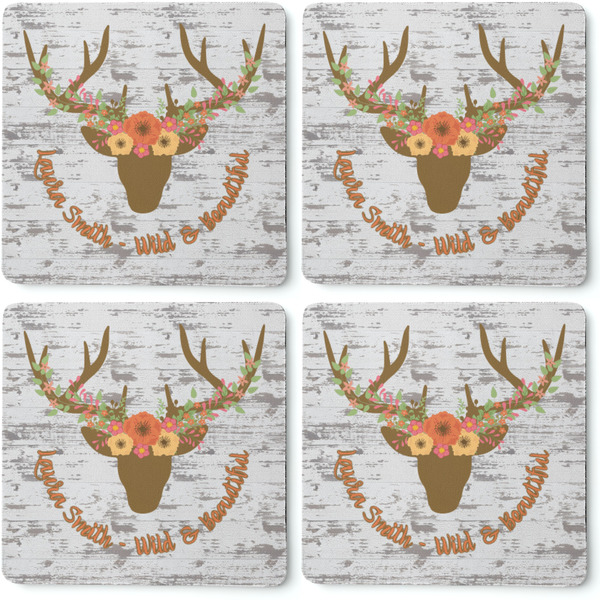 Floral Antler Coaster Rubber Back - Apvl