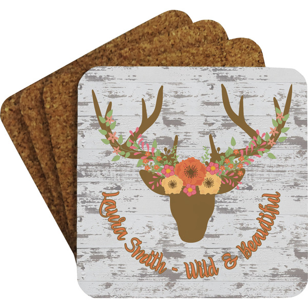 Floral Antler Coaster Set (Personalized)